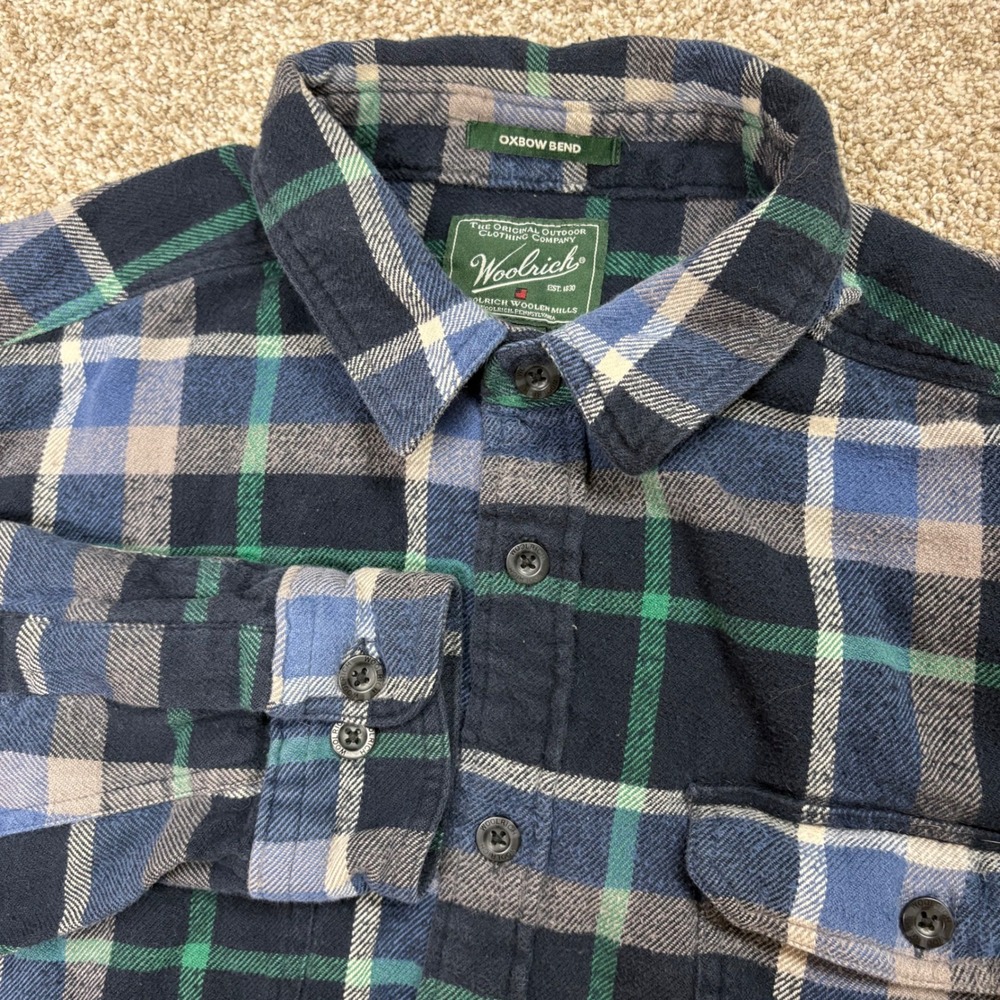 Woolrich Oxbow Bend Flannel Shirt Mens XL Plaid Heavyweight Button Down Cotton